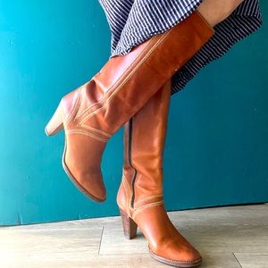 Vintage 70s Leather Knee High Boots